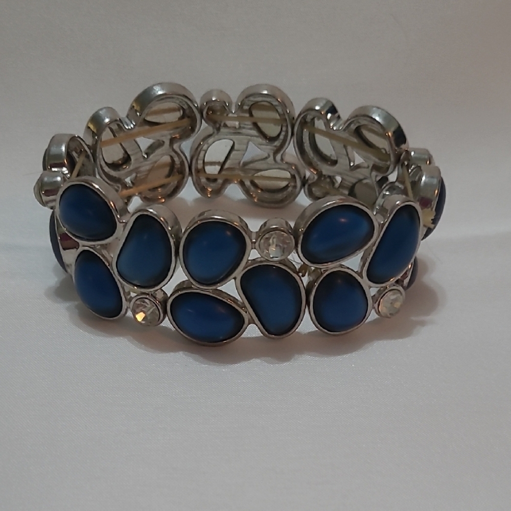 Elegant Silver and Blue Bracelet